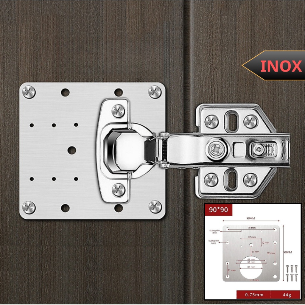 Miếng inox sửa bản lề tủ gỗ & thép và nhựa, nhôm. Tấm đệm sáng bóng chống rỉ cao cấp tặng kèm vít
