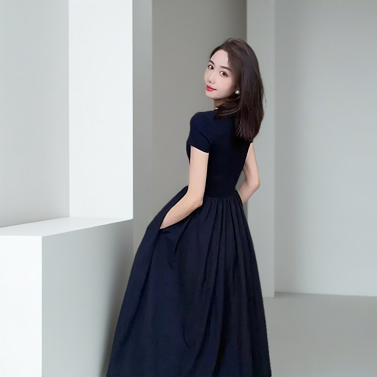 Đầm maxi dài tay ngắn ôm body thiết kế, váy nữ xoè đi biển đi dự tiêc màu đen đi tiệc cưới sang chảnh VD985