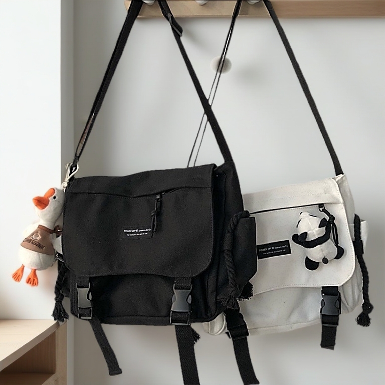 Túi đeo chéo, túi đeo vai vải canvas Hàn Quốc TDC461 Xuongbalohonglam (không có móc gấu)