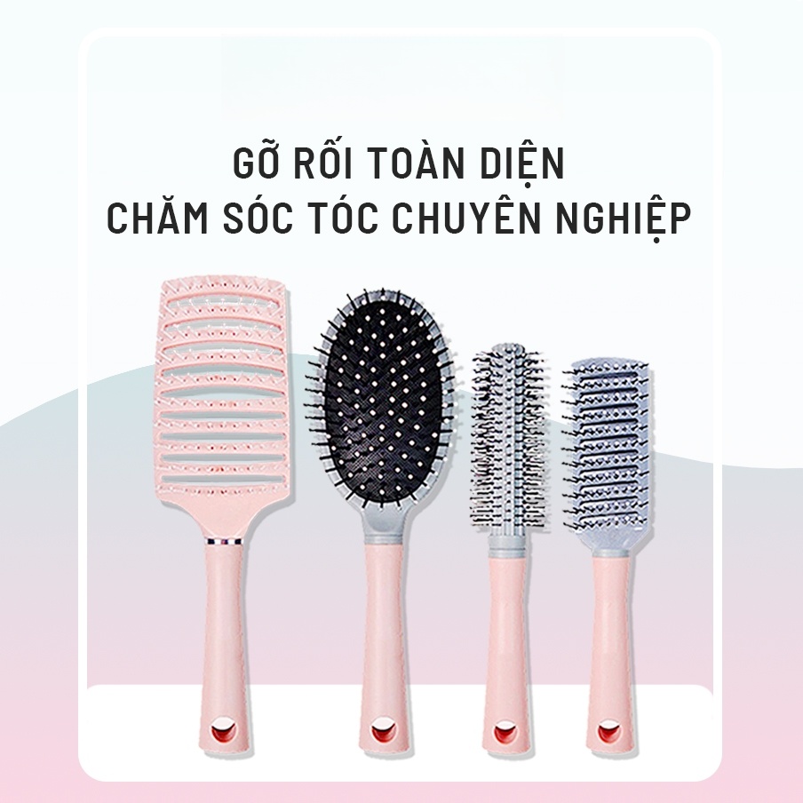 Lược Gỡ Rối Angel Pink TMR Chải Tóc Màu Hồng Xinh Xắn Nhiều Kiểu Dáng Lựa Chọn Vuông Oval Tròn