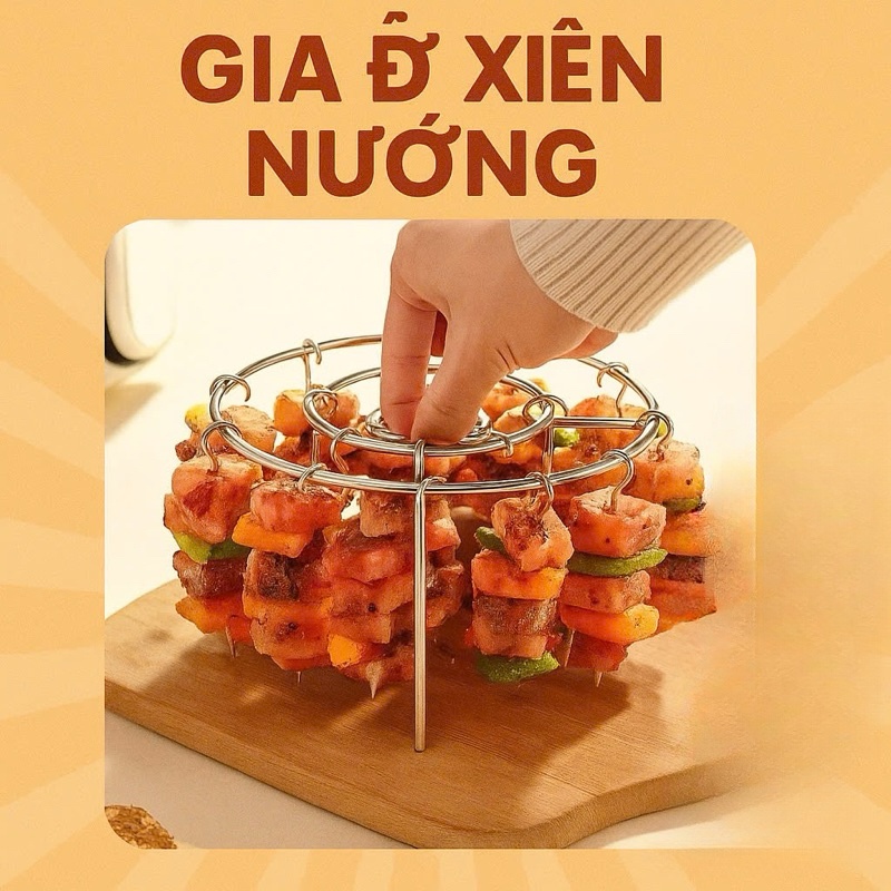 Xiên Thịt Nướng Cho Nồi Chiên Không Dầu Combo 24 Xiên Nướng Thịt BBQ Bằng Inox 304 Không Gỉ An Toàn