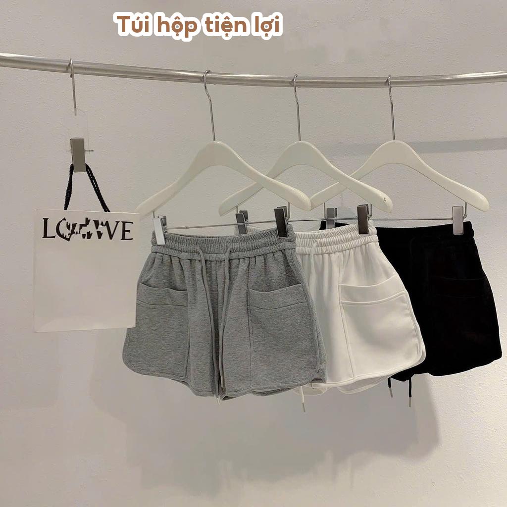 Quần short thể thao chất thun da cá túi hộp, quần sooc nữ hot đủ 3 màu