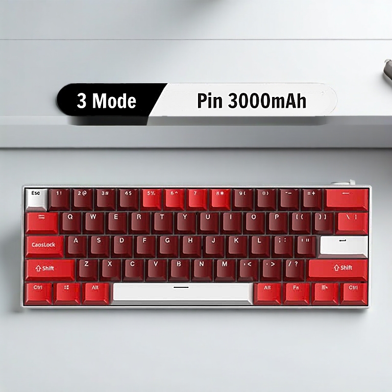 Bàn Phím Cơ Không Dây Bluetooth Atas ZA641 Pro - 64 phím - Red switch - Hotswap - Pin sạc - Có app