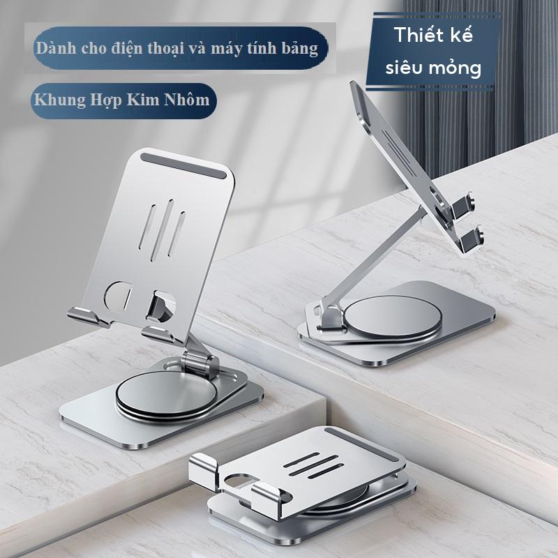 Giá đỡ điện thoại máy tính bảng ipad kim loại siêu mỏng trục xoay 360° gấp gọn tiện dụng