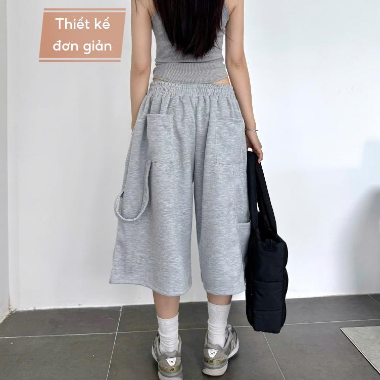 Quần Short Dây Nỉ 2 Da Ống Rộng Lưng Chun Thoải Mái Unisex Nam Nữ_SSSTore.Aesthetic