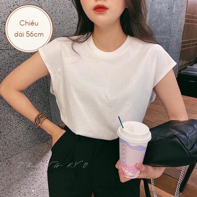 Áo thun sát nách cổ tròn, Áo kiểu vai hến vải cotton giãn AT1119 - NhiNhi Shop