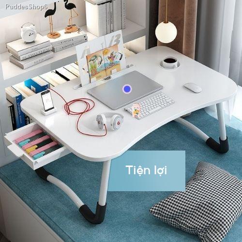 Bàn gấp gọn học làm việc decor thông minh có khe cắm điện thoại có khay bút khay cốc và cài ipad