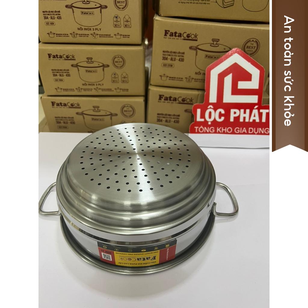 Xửng hấp Inox Fatacook thông minh 3 nấc size 24cm dùng cho nồi 20 22 24cm, xửng 3 nấc 32 cho nồi 28 30 32cm