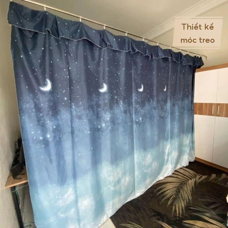 RIDO Rèm Cửa Ngăn Phòng Che Nắng Phòng Ngủ Có Móc Treo Vải Cotton Poly Nhiều Kích Thước