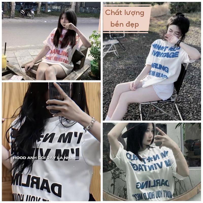 Áo Thun Nam nữ cổ tròn in chữ DARLING A168, áo phông tay lỡ phong cách đường phố 2024