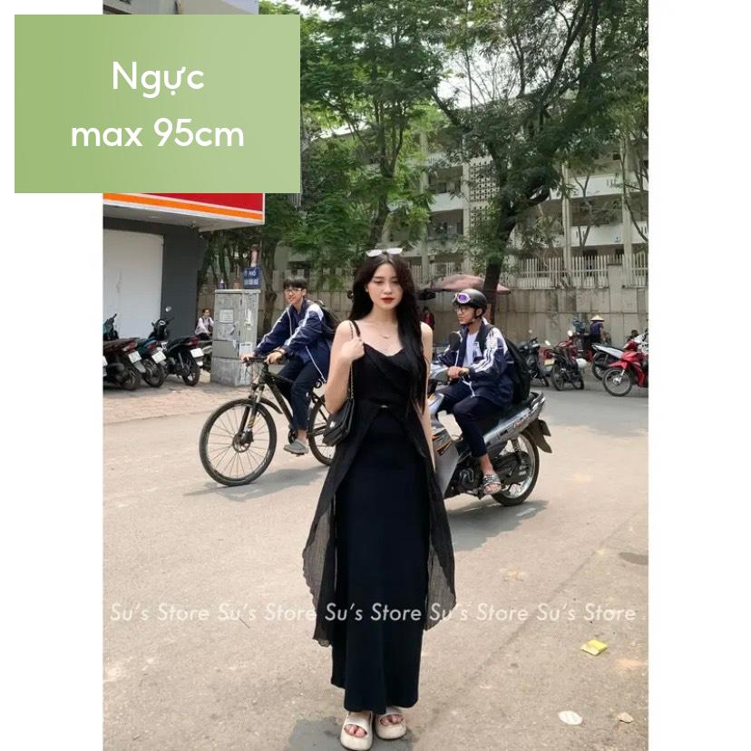 [Sẵn/Video] Áo 2 Dây Đũi Xẻ Tà Dáng Dài Vạt Cách Điệu Rose Top