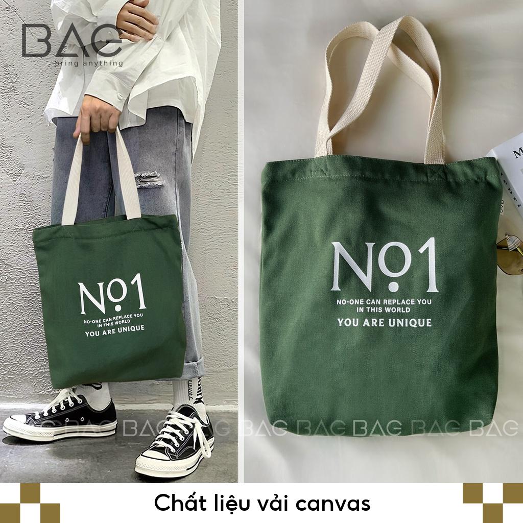 Túi tote vải màu xanh rêu, túi đeo vai, hàng thiết kế của BAG phong cách vintage, túi local brand [No.1]