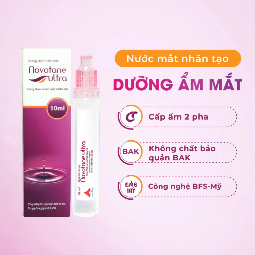 Nước Nhỏ Mắt Lens/Trang điểm Cấp Ẩm 2 Pha Cao Cấp Novotane Ultra-Dưỡng Ẩm Sâu, Giảm Khô Mỏi 10ml