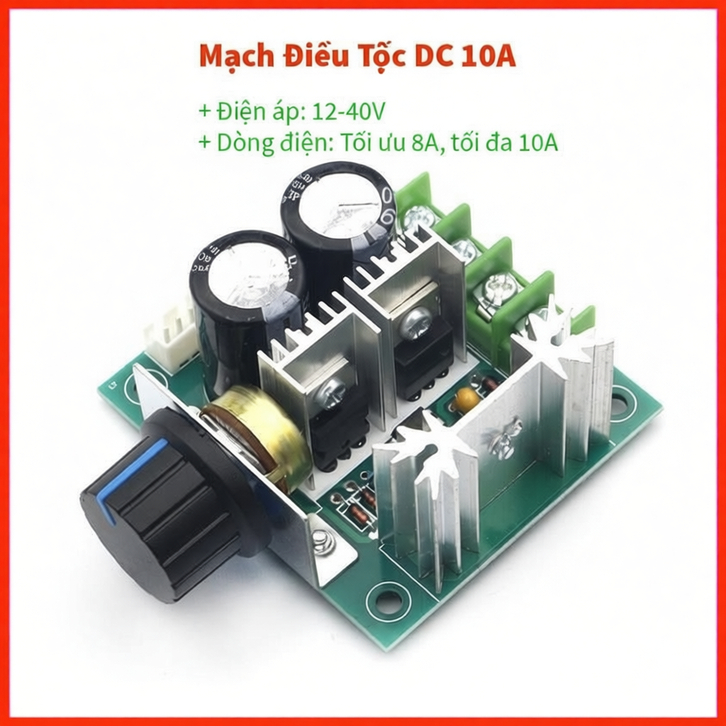 Mạch điều tốc động cơ DC 10A 12-40V (Mạch băm xung PWM), chỉnh độ sáng đèn Led