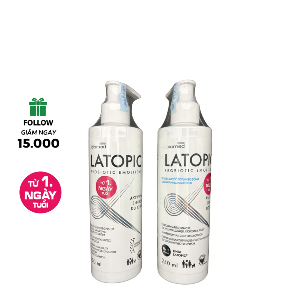 Nhũ tương LATOPIC PROBIOTIC EMOLLIENT ACTIVE BODY EMULSION dưỡng ẩm, dịu ngứa toàn thân cho da dị ứn