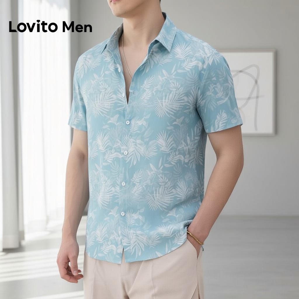 Lovito Áo sơ mi nam Xuân Hè, sơ mi công sở LNE131064