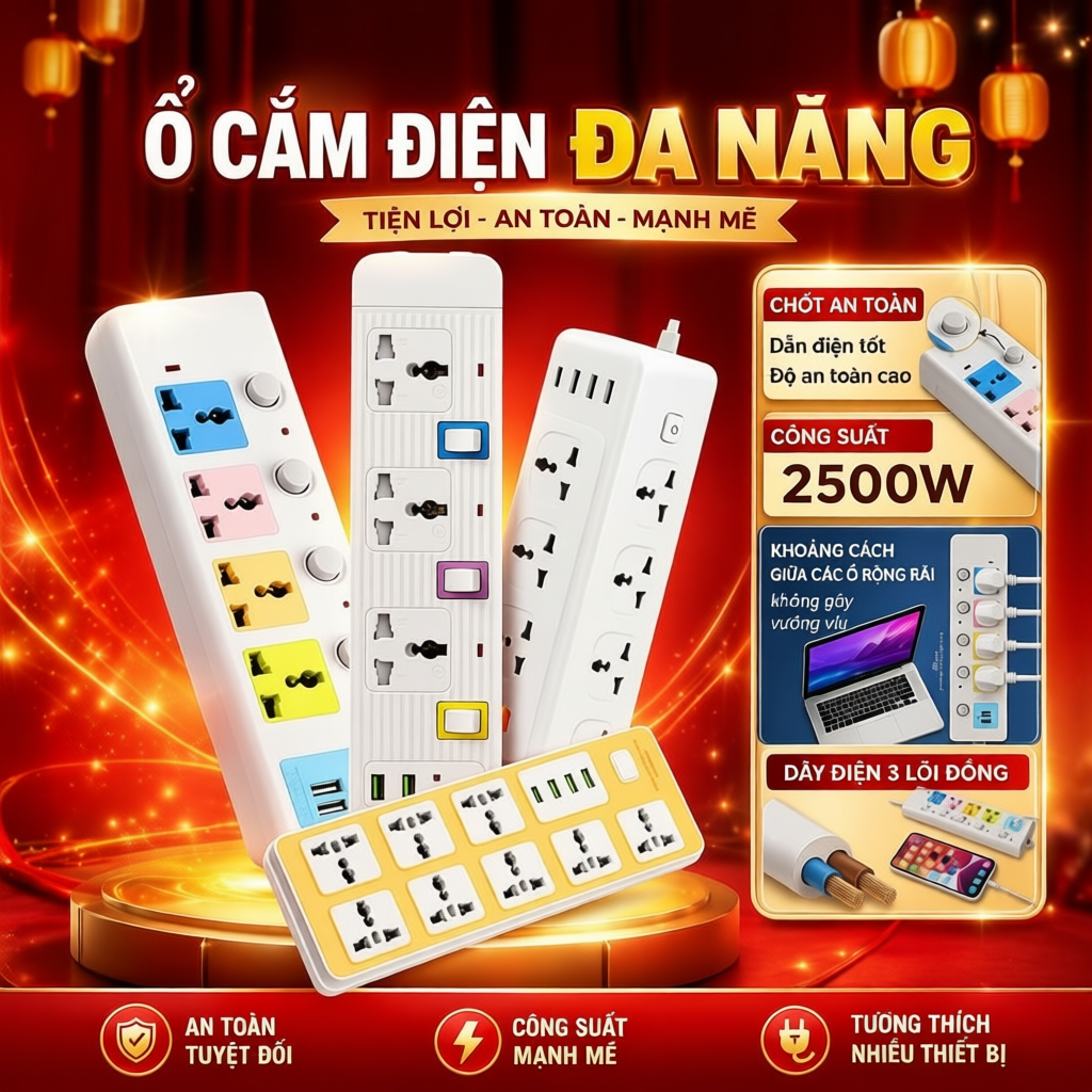 Ổ Cắm Điện Đa Năng KANIC Chống Giật, An Toàn Cho Gia Đình