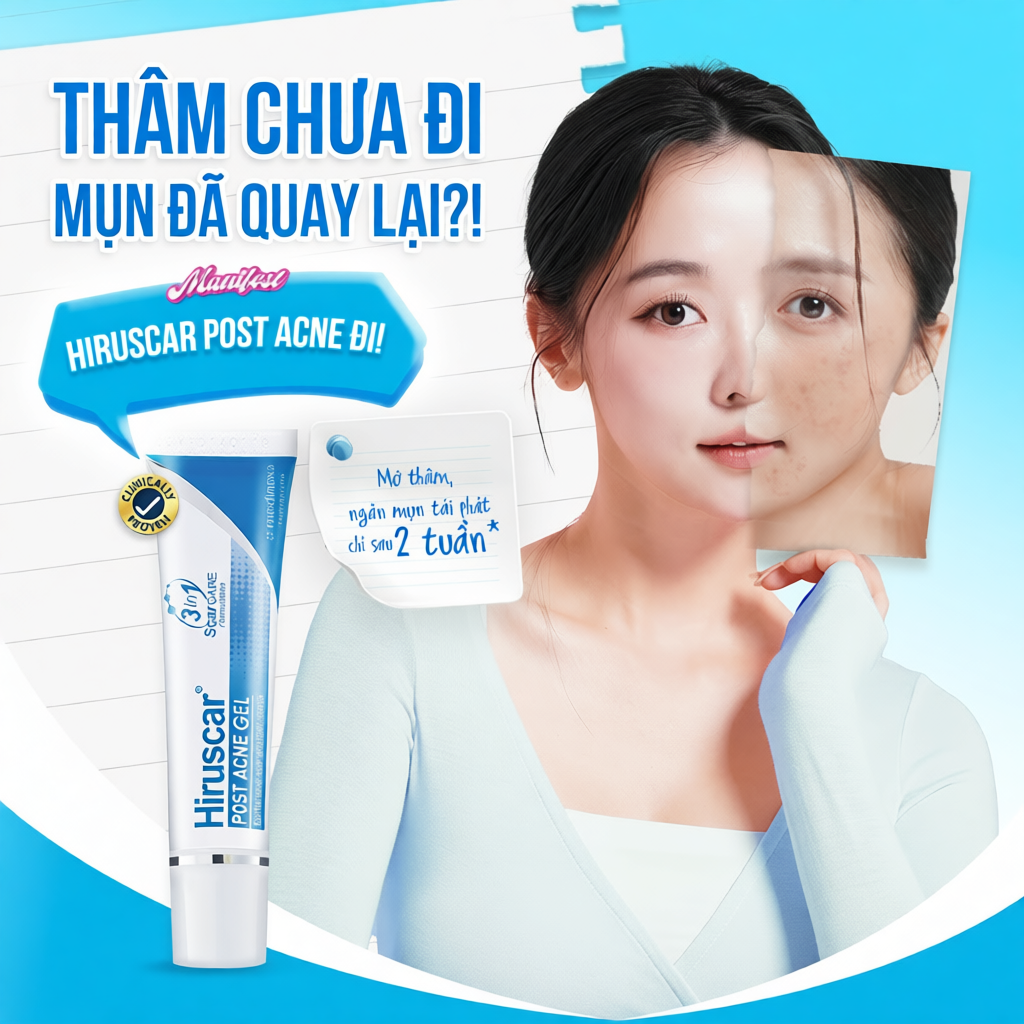 Gel chăm sóc sẹo mụn và mụn thâm Hiruscar Post Acne 10g