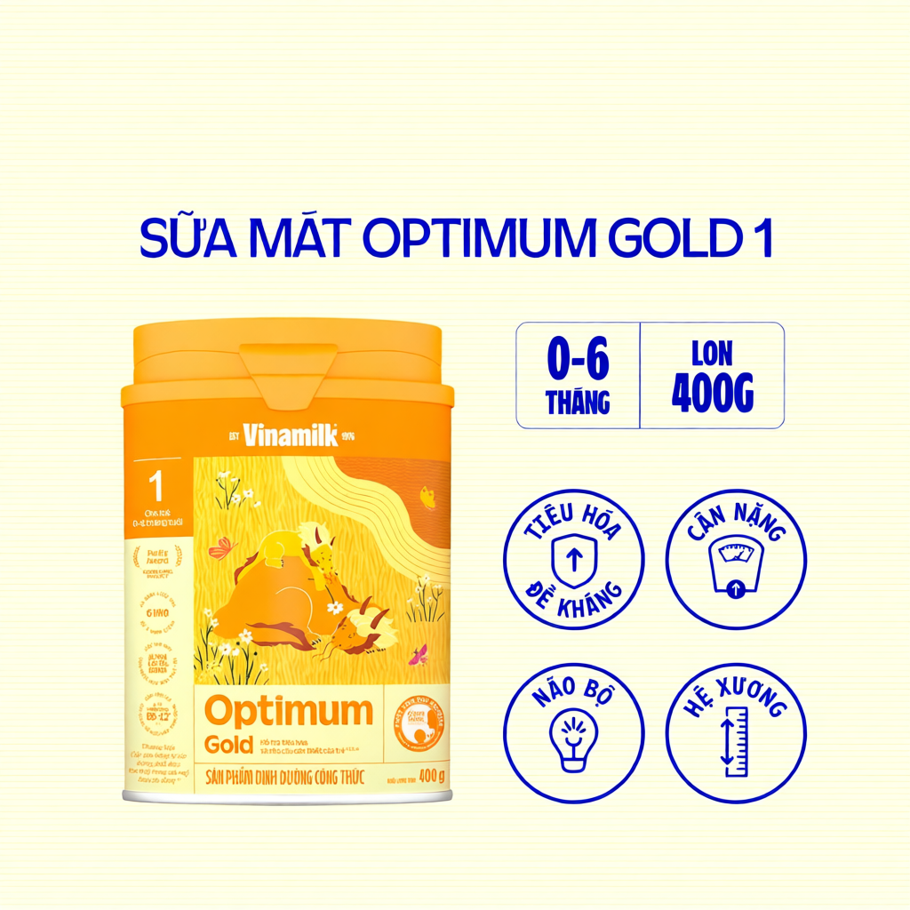 Hộp Sữa bột Vinamilk Optimum Gold 1 - Hộp thiếc 400g