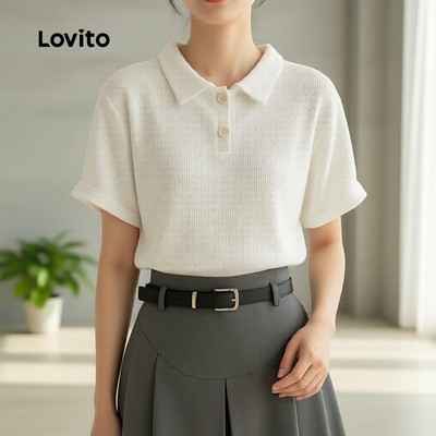 Lovito Phong cách thường ngày Áo thun trơn dáng thường unisex vải dệt kim mã L68ED039 (Nhiều màu)