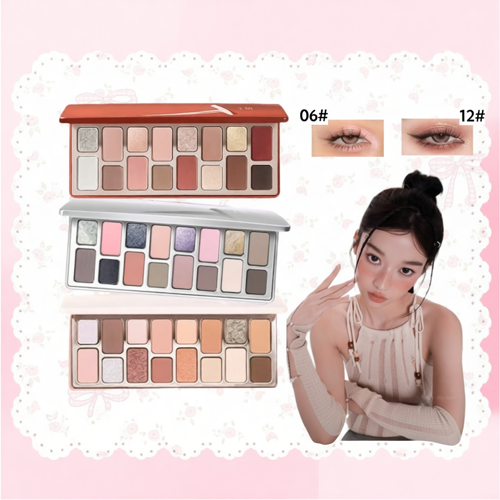CHEERYEP Qianyan Bảng phấn mắt 16 ô tone màu đa dạng có nhũ lì lấp lánh neutral makeup mắt chuyên ng