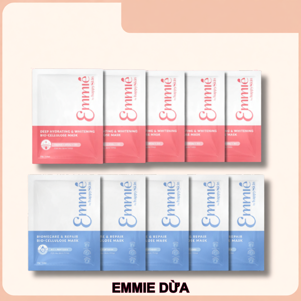 Mặt Nạ Sinh Học Dừa Emmie by Happy Skin Cấp Ẩm, Phục Hồi, Dưỡng Sáng Da 25g