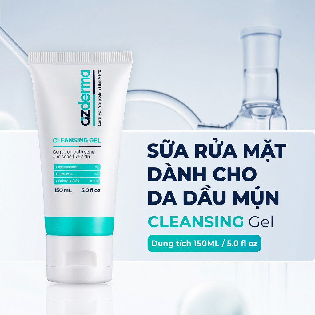 Cleansing Gel Azderma 150ml -Sữa rửa mặt hỗ trợ làm sạch da, giúp da mềm mượt và hỗ trợ giúp giảm mụ