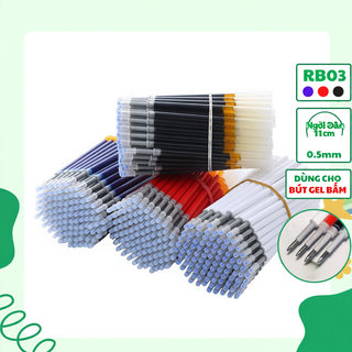  Ruột bút mực gel 0.5mm màu đen xanh đỏ Pkbeoshop 11cm ngòi đạn viết bi thay thế cho bút gel bấm RB03 
