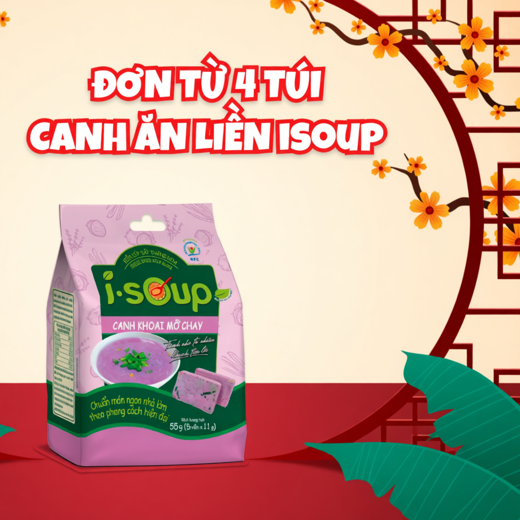 Canh Khoai Mỡ Chay I-Soup 55g (túi 05 viên)- Viên Súp Chay Sấy Thăng Hoa