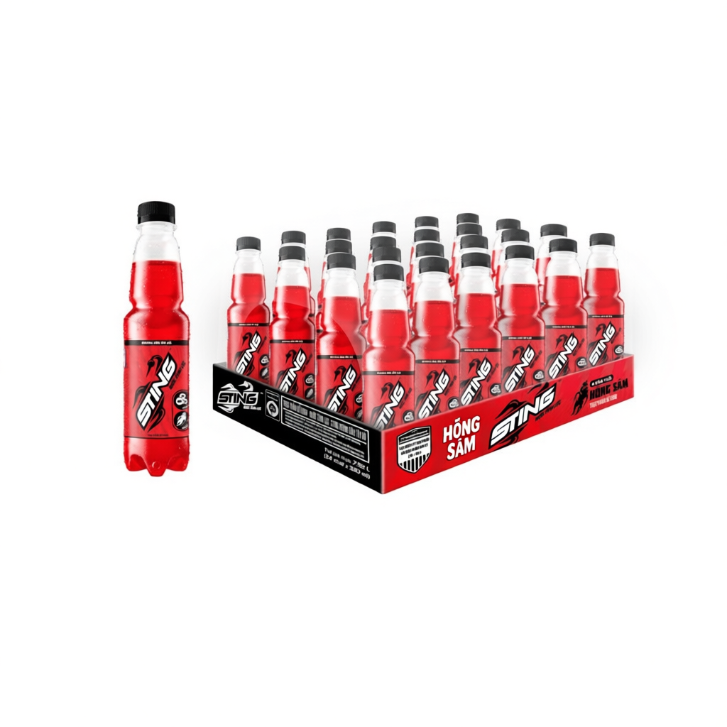Thùng 24 Chai Nước Tăng Lực Sting Dâu (330ml/Chai)