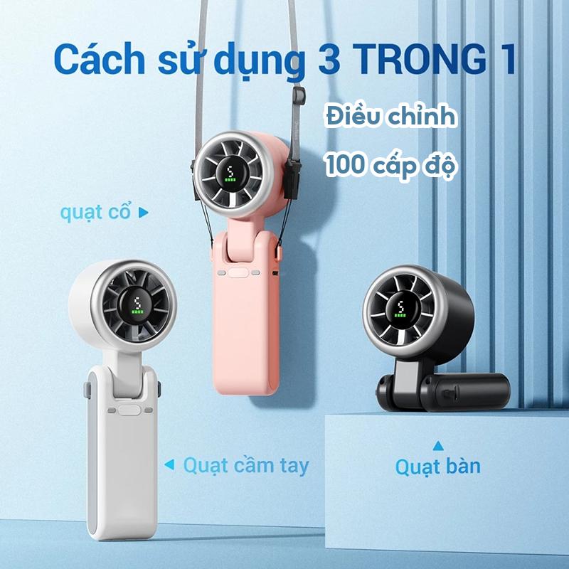 ⚡Quạt cầm tay⚡5 cấp độ có thể điều chỉnh siêu năng lượng gió quạt tích điện mini Ba màu quạt mini