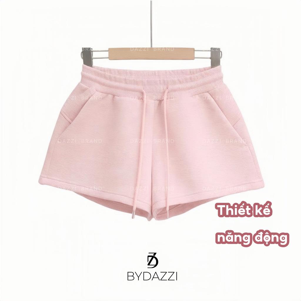 [CÓ TÚI QUẦN TIỆN LỢI] Quần short nữ dáng ngắn cạp cao phối dây rút chất nỉ tôn dáng năng động DAZZI Women Q08