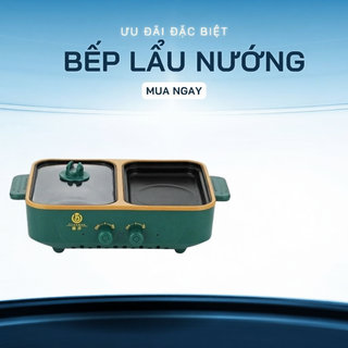 Bếp lẩu nướng 2 ngăn Hàn Quốc Shanban siêu chống dính đa năng