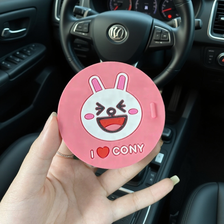 Miếng lót cốc trên xe ô tô đế cao su hình dễ thương