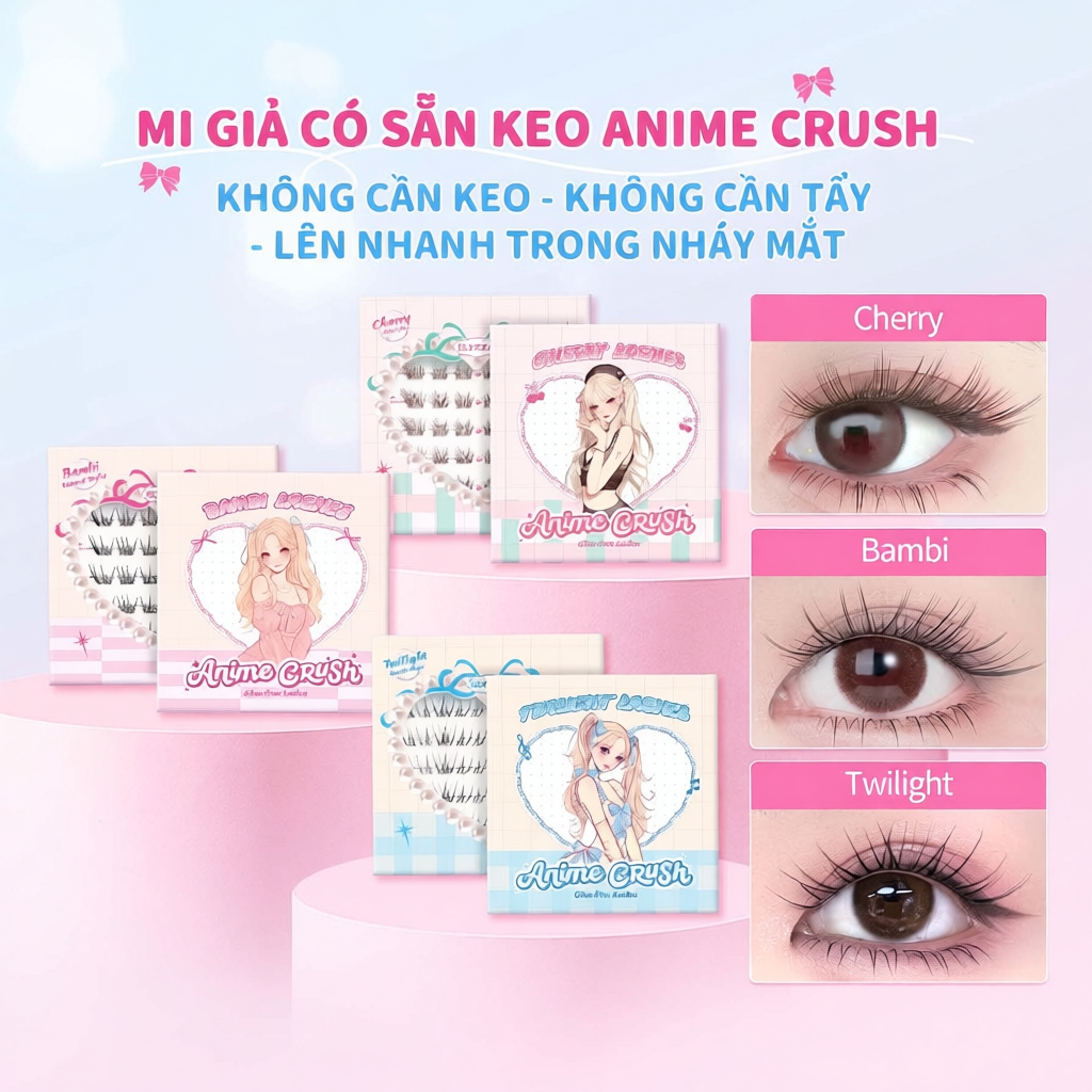 [Hà Nội] Mi Giả Có Sẵn Keo Anime Crush ELYZZA Mi Cụm Không Cần Keo, Sợi Mi Tự Nhiên&Dễ Dùng, Nối Mi 