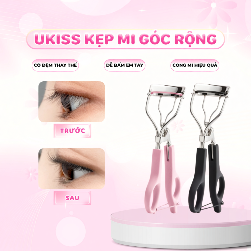 Ukiss Kẹp Mi Góc Rộng Giúp Cong Lâu Kèm Đệm Thay Thế Tiện Lợi