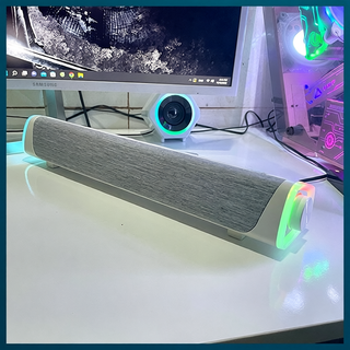 Loa Thanh Soundbar Bluetooth Đèn Led RGB Lenovo DS101 Màu Trắng - Loa Máy Tính Để Bàn Laptop Có Dây Bass Cực Mạnh