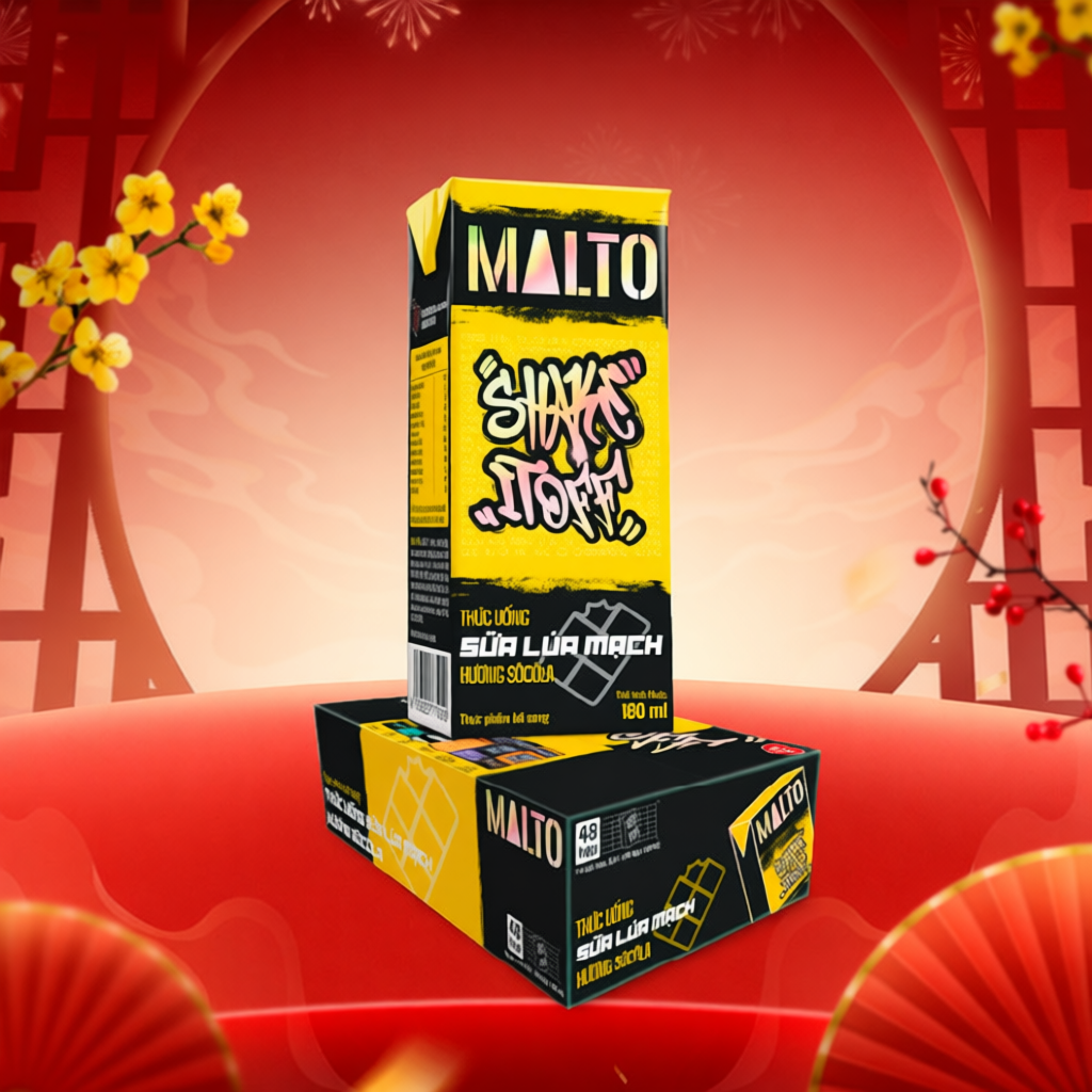Sữa lúa mạch MALTO Shake It Off hương sôcôla thùng 48 hộp x 180ml
