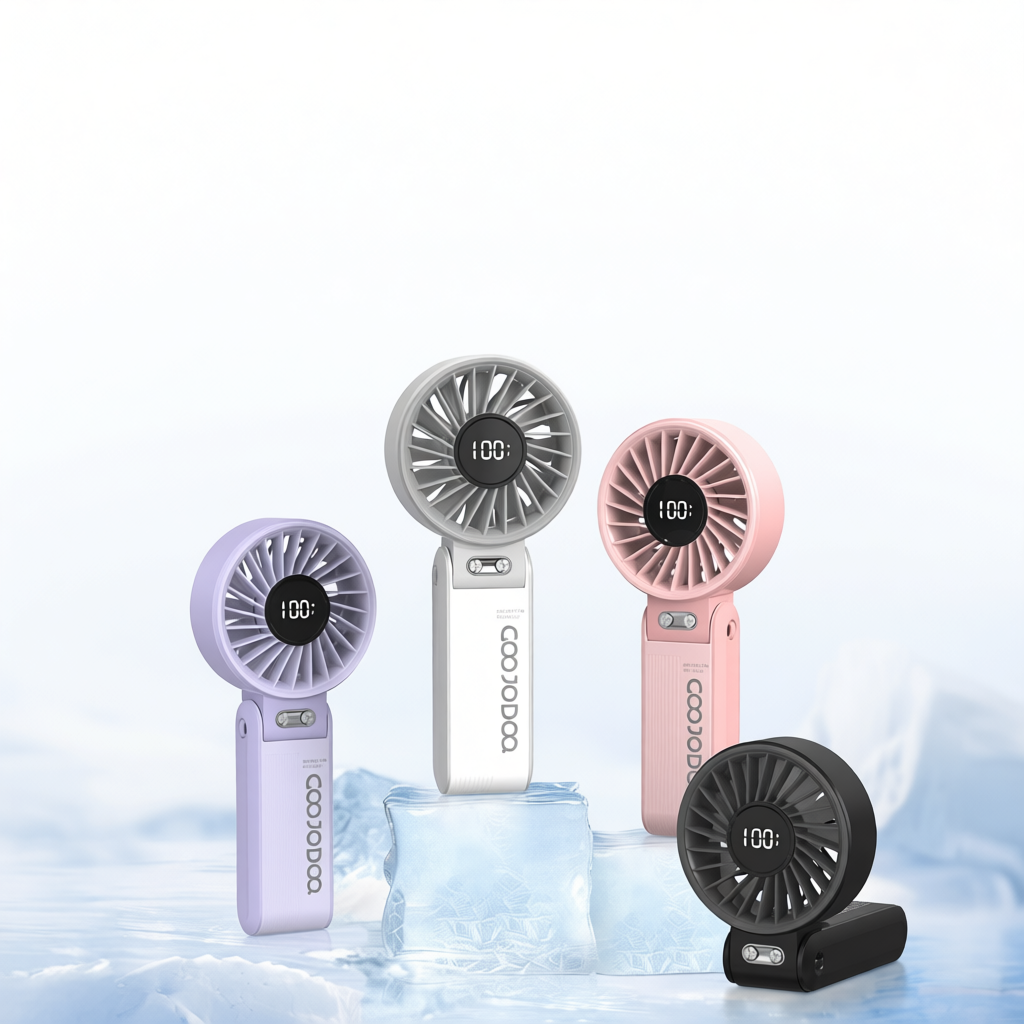 【Bảo hành tại địa phương】 GOOJODOQ Quạt gấp 3 trong 1 180° im lặng 100 cấp độ có thể điều chỉnh siêu năng lượng gió Quạt di động Màn hình LED