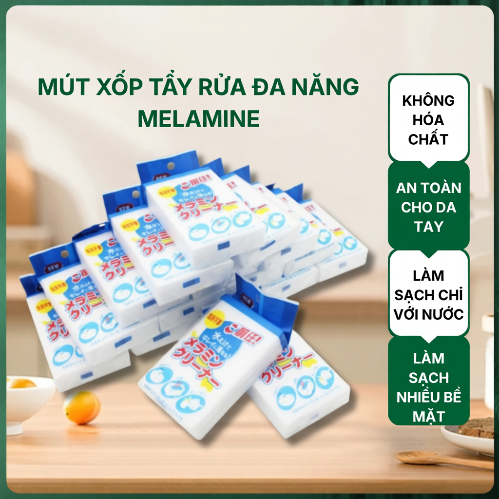 Mút xốp melamine tẩy rửa đa năng làm sạch mọi vết bẩn cứng đầu nhất FAMAHA