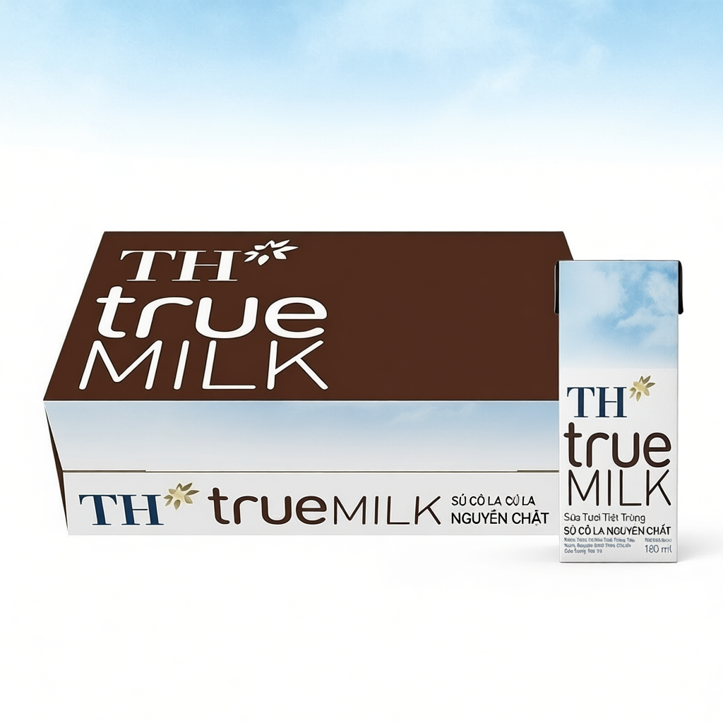 Thùng 48 hộp sữa tươi tiệt trùng TH true MILK sôcôla nguyên chất 180 ml (180 ml x 48)