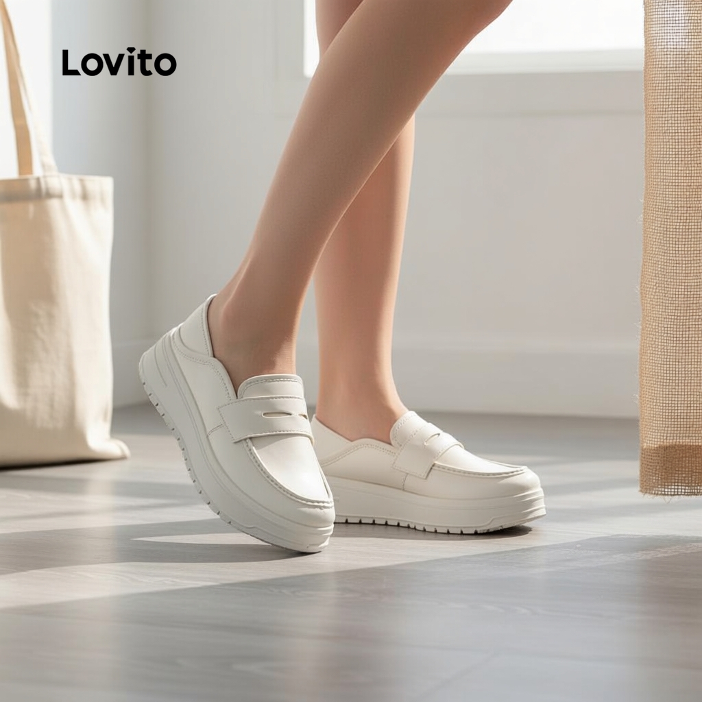 Lovito Giày nữ y tá màu trơn cổ điển, êm chân, chống trơn trượt, thoáng khí, mã LFA76321