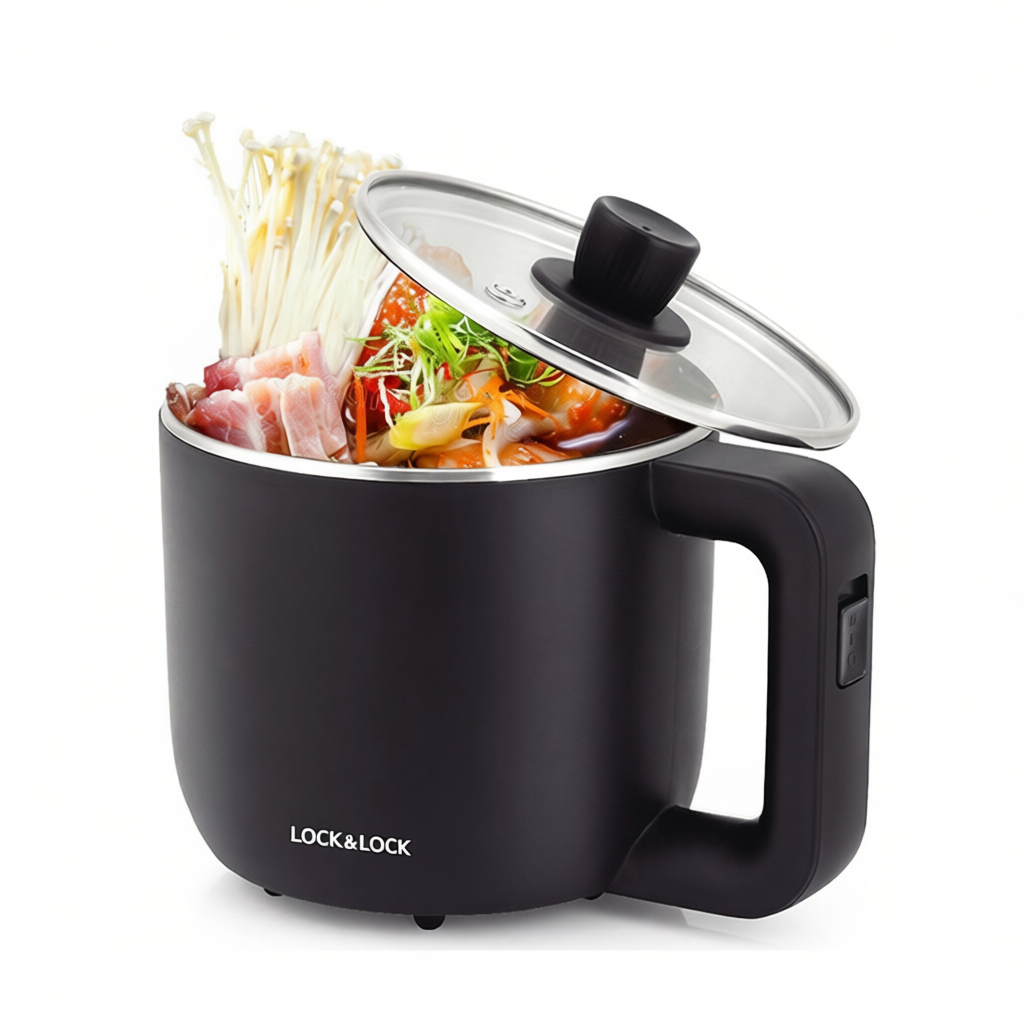 Nồi điện đa năng Lock&Lock 0.8L, 220V, 50Hz, 600W - màu đen - EJP116BLK