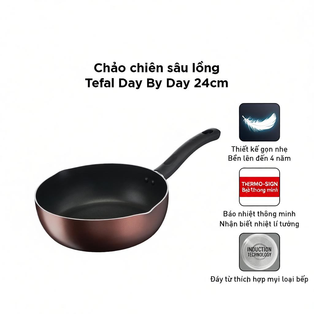 Chảo chiên sâu lồng Tefal Day By Day 24cm