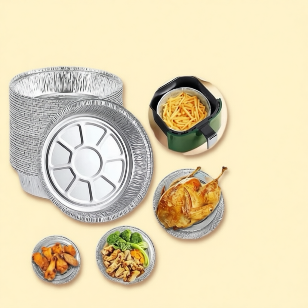 [Combo 100] Khay đĩa giấy bạc Size 22cm lót nồi chiên không dầu, bát bạc tiện lợi nướng đồ ăn