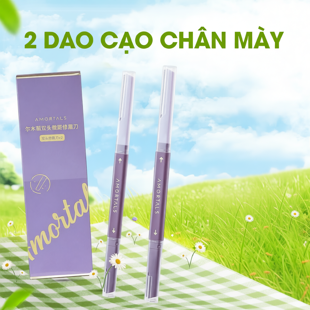 Bộ dao cạo lông mày AMORTALS hai đầu tiện dụng, dao tỉa lông mày cạo râu tiện lợi