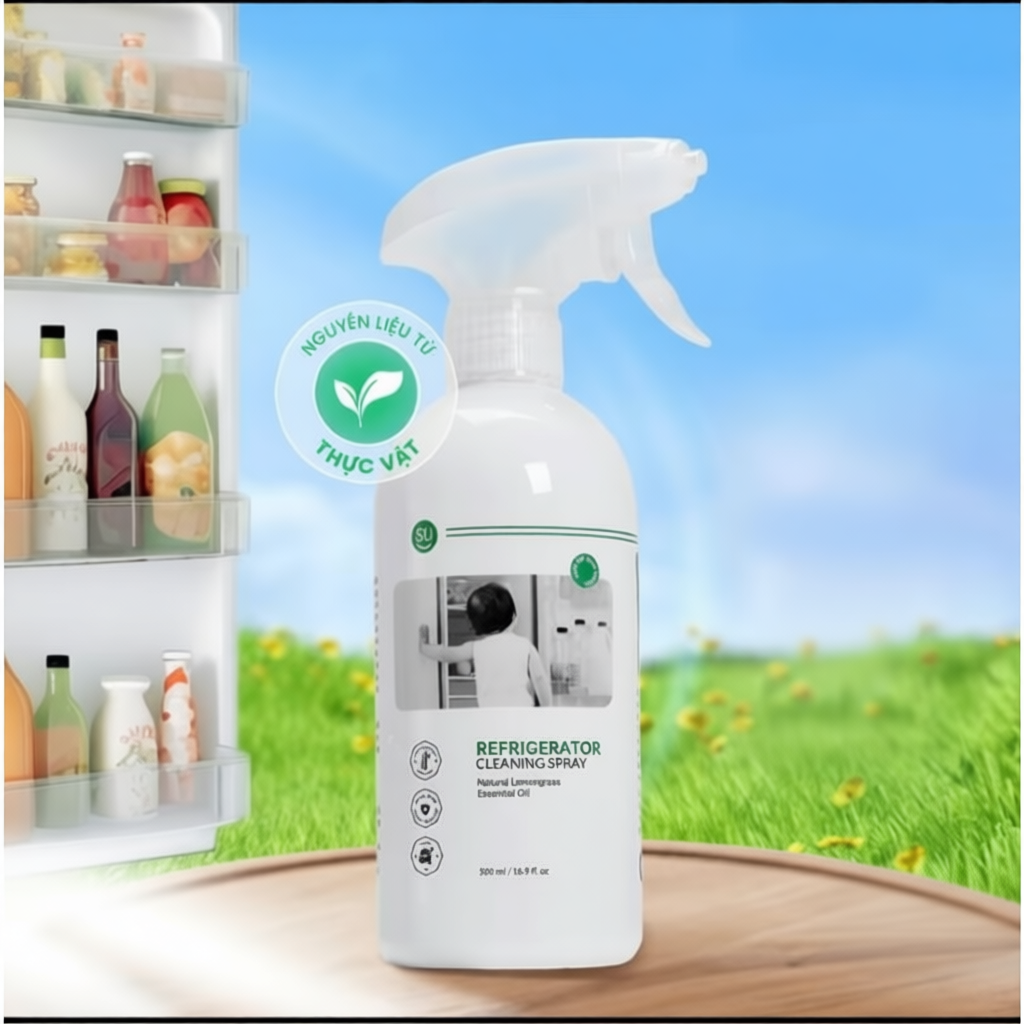 Chai Xịt Vệ Sinh Tủ Lạnh SU Chiết Xuất Thực Vật - Nano Bạc Diệt Khuẩn, Khử Mùi (Dung Tích 500ml)