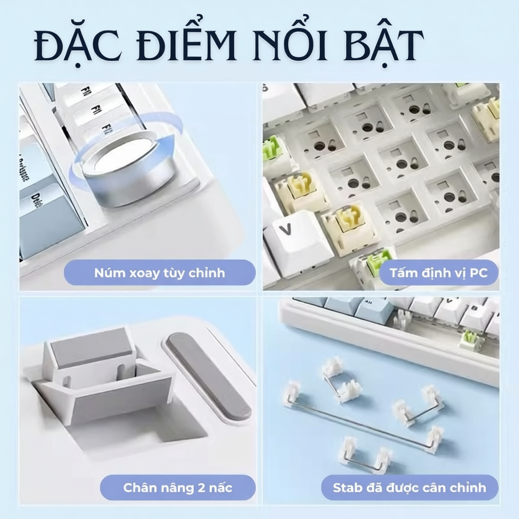 Bàn phím cơ bluetooth AULA F75 3 mode kết nối