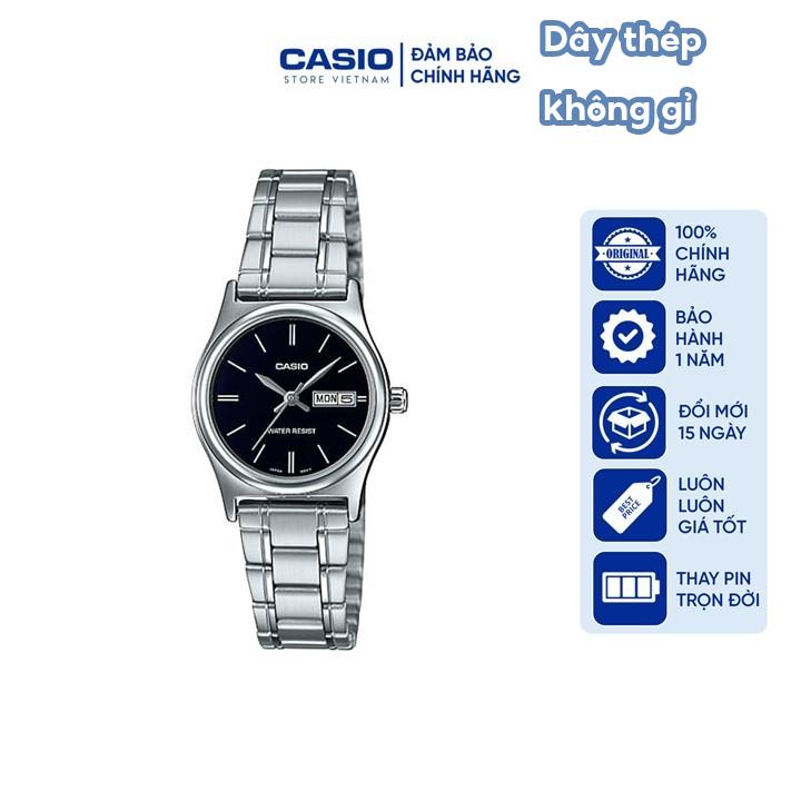 Đồng hồ Đôi Nam nữ Casio MTP/LTP V006D, đồng hồ chính hãng, Dây thép không gỉ, Có thứ ngày