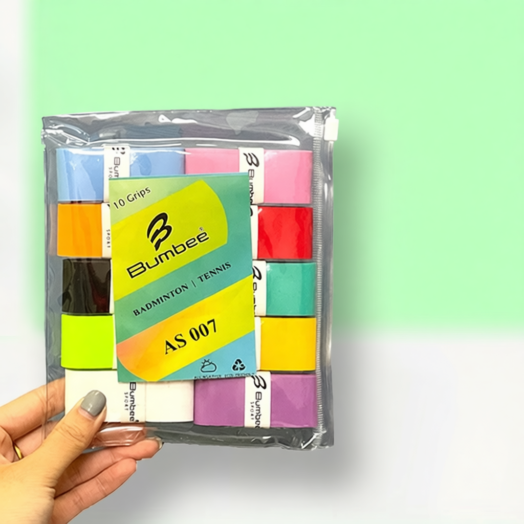 Quấn Cán Cầu Lông - Pickleball Bumbee AS007 vỉ 10 chiếc TÚI ZIP tiện lợi